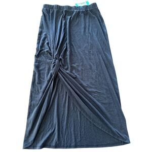 Z Supply Sabina Triblend Knot Skirt Women's‎ large Black Draped Midi NWT
